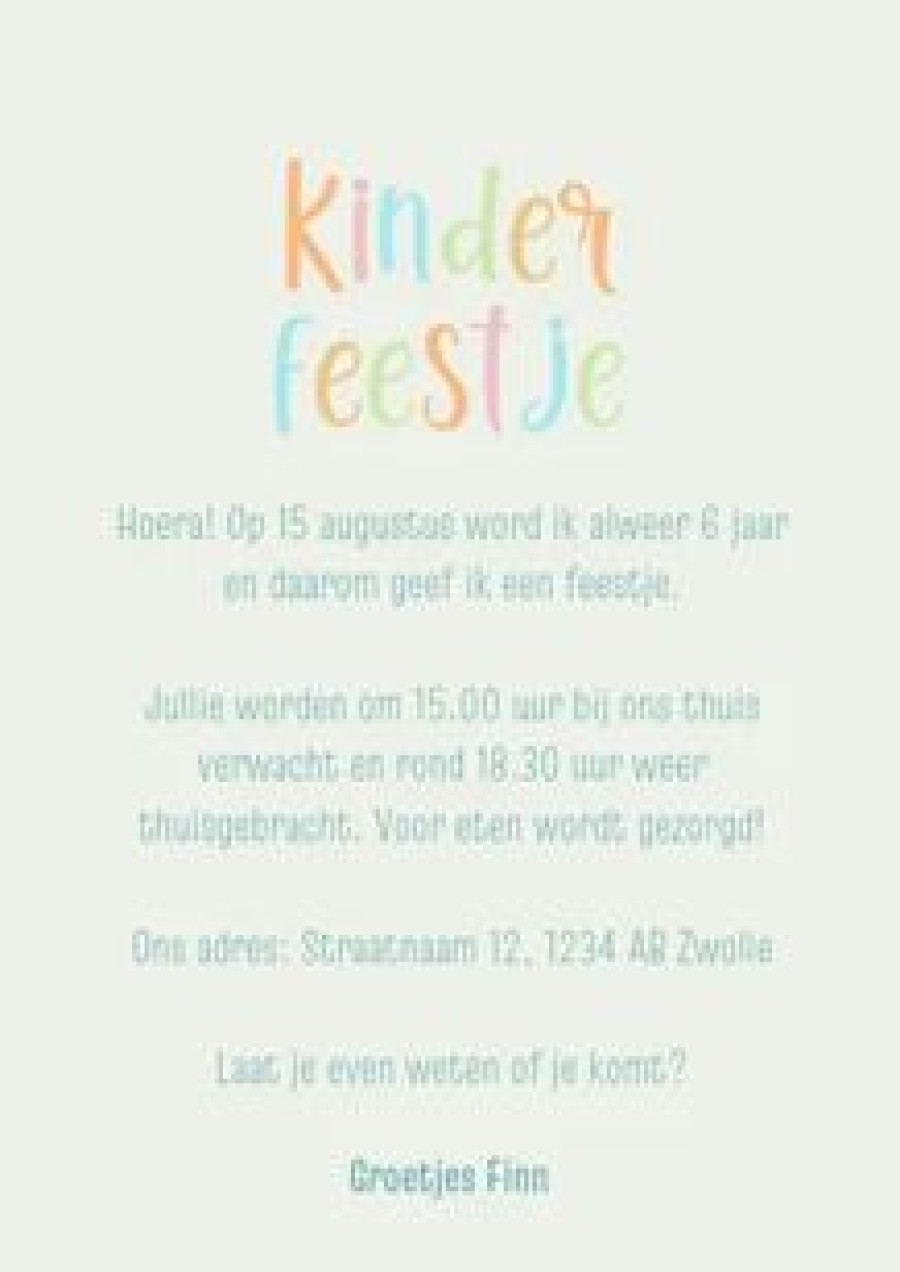 Kinderfeestjes | Kaarten Kaartje2go Vrolijke Uitnodiging Kinderfeestje Met Feestvarken