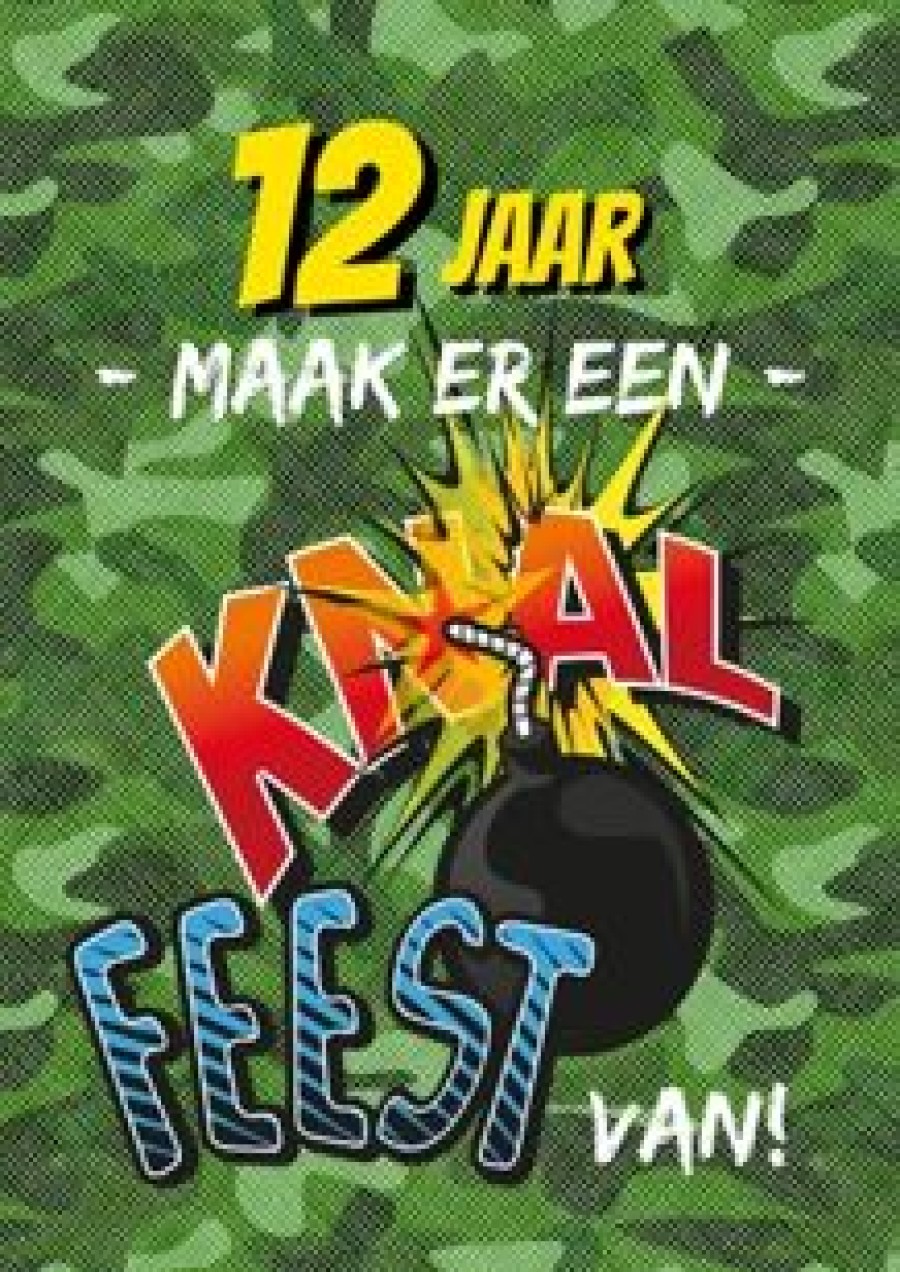 Verjaardagskaarten | Kaarten Kaartje2go Camouflage Knalfeest Groen Leeftijd