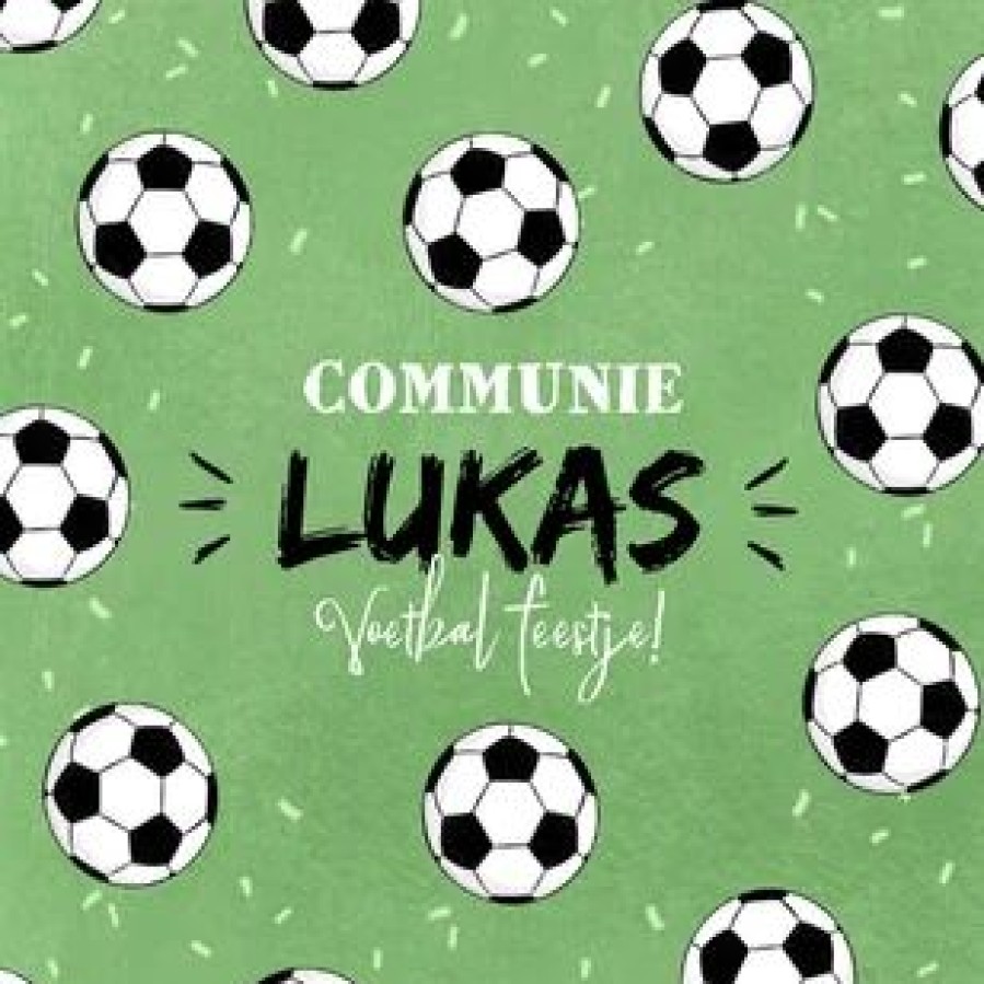 Communiekaarten | Kaarten Kaartje2go Uitnodiging Communie Voetbal Feestje Groen Ballen