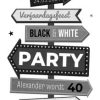 Uitnodigingen | Kaarten Kaartje2go Uitnodiging Party Thema Black And White Wegwijzers Sterren