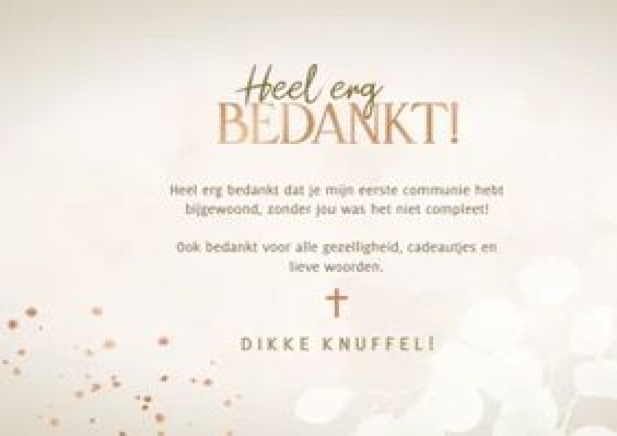 Communiekaarten | Kaarten Kaartje2go Bedankkaart Eerste Communie Eucalyptus Hartjes En Spetters