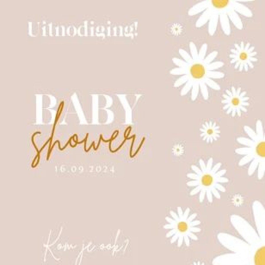 Uitnodigingen | Kaarten Kaartje2go Babyshower Uitnodiging Madeliefjes