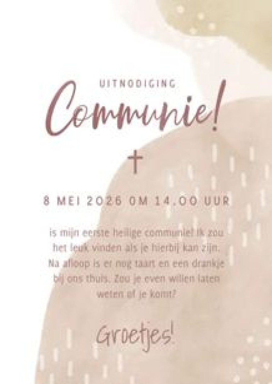 Communiekaarten | Kaarten Kaartje2go Hippe Uitnodiging Communie Meisje Waterverf En Foto