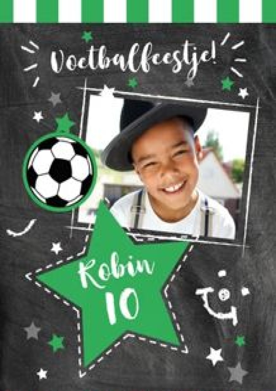 Kinderfeestjes | Kaarten Kaartje2go Uitnodigingskaart Voetbalfeestje Met Foto