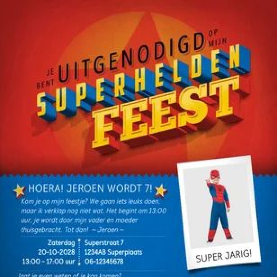 Kinderfeestjes | Kaarten Kaartje2go Superhelden Memory Uitnodiging