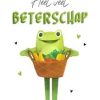 Beterschapskaarten | Kaarten Kaartje2go Beterschapskaart Kikker Fruitmand Beterschap Geluk