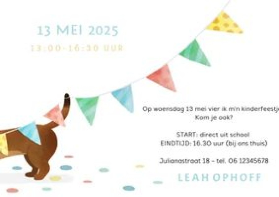 Kinderfeestjes | Kaarten Kaartje2go Vrolijke Uitnodiging Voor Een Kinderfeestje Met Teckel