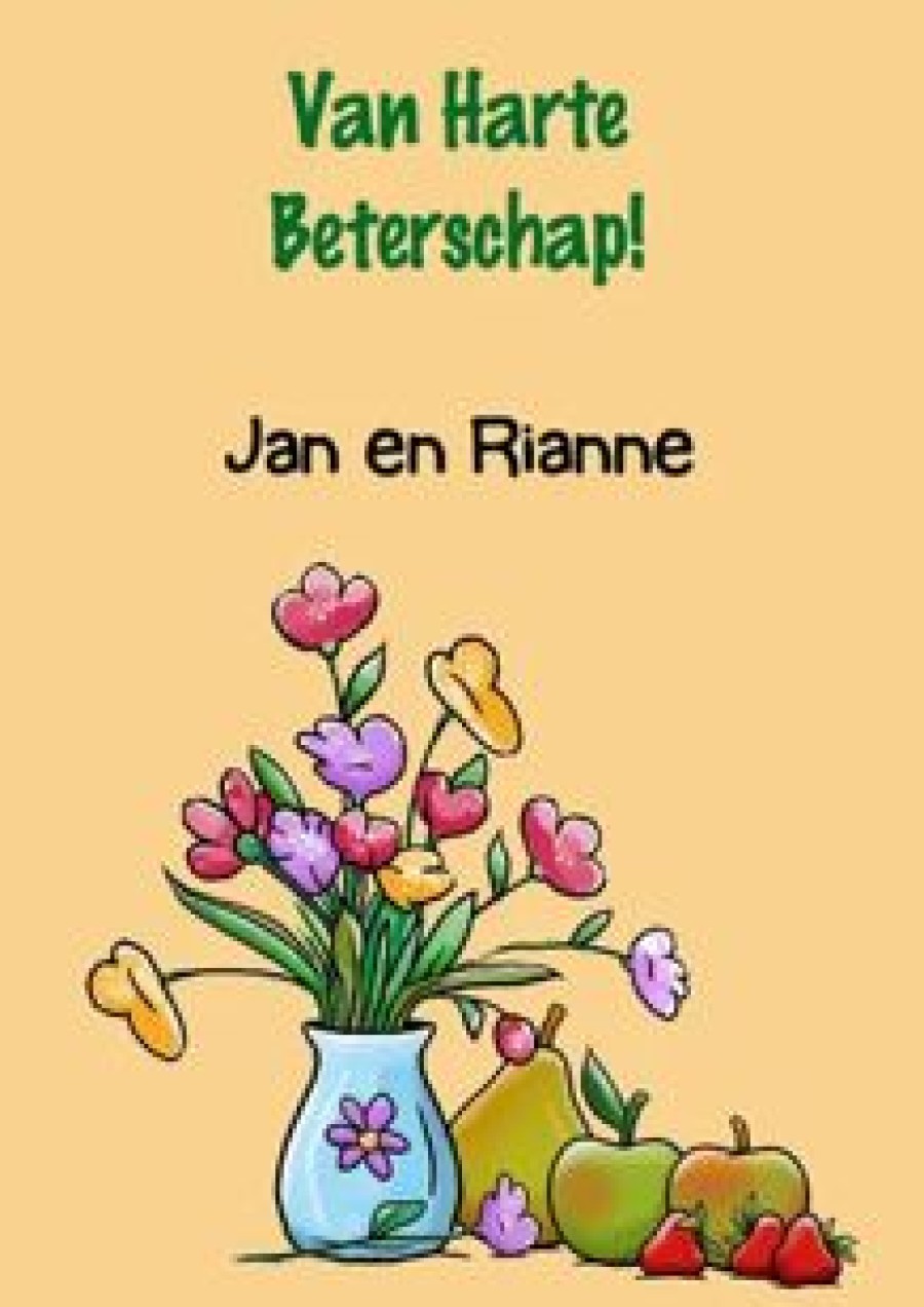 Beterschapskaarten | Kaarten Kaartje2go Leuk Opkikkertje Met Gezond Fruit En Bloemen