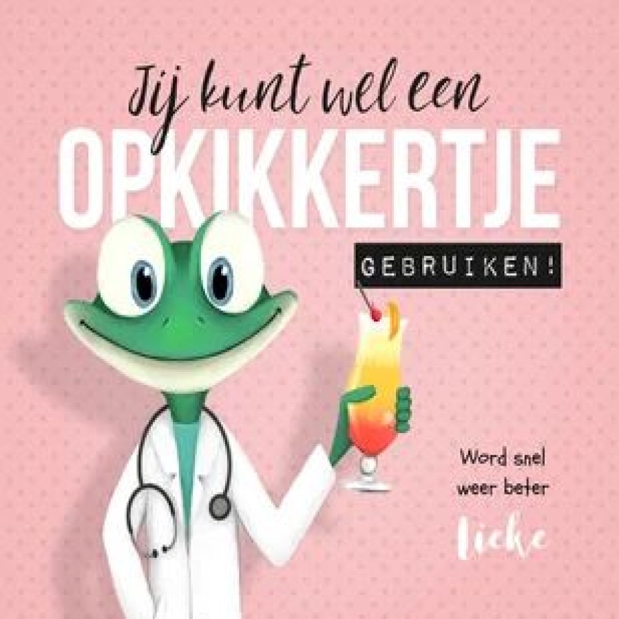 Beterschapskaarten | Kaarten Kaartje2go Beterschapskaart Vrouw Opkikker Dokter Ziekenhuis Kikker