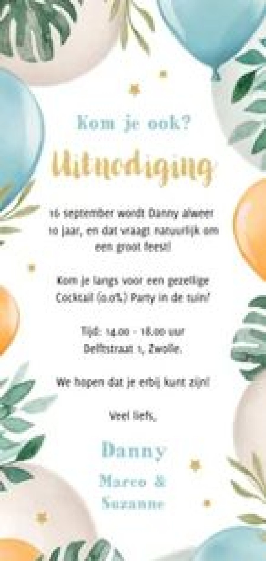 Kinderfeestjes | Kaarten Kaartje2go Kinderfeest Uitnodiging Zomer Giraf Jungle Ballonnen Tuin