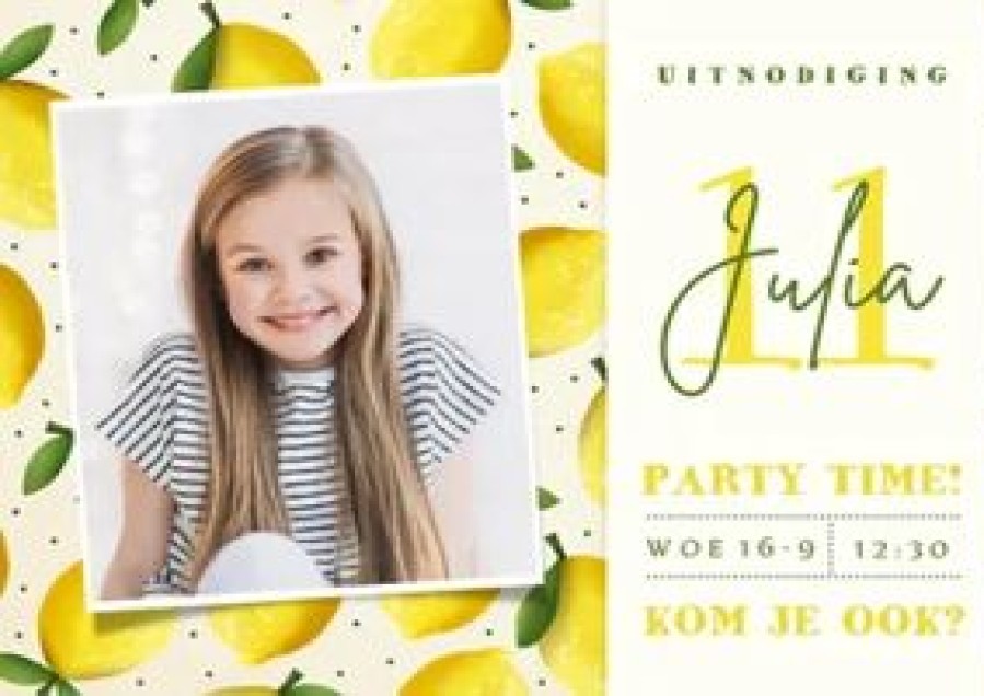 Kinderfeestjes | Kaarten Kaartje2go Vrolijke Zomerse Kinderfeestje Uitnodiging Met Citroentjes