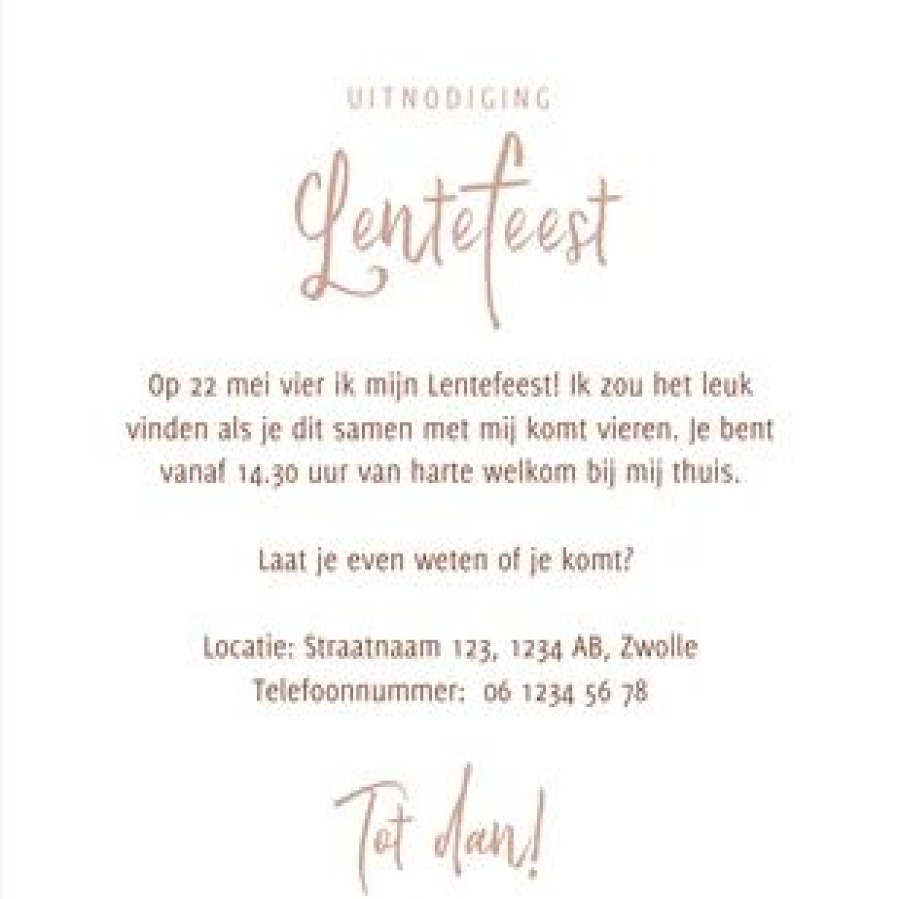 Communiekaarten | Kaarten Kaartje2go Uitnodiging Lentefeest Minimalistisch Met Patroon