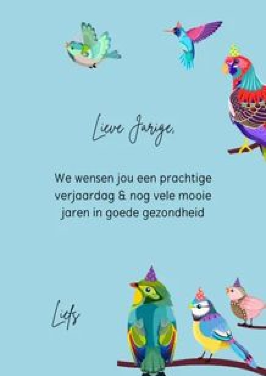 Verjaardagskaarten | Kaarten Kaartje2go Vrolijke En Kleurrijke Verjaardagskaart Met Een Groep Vogels