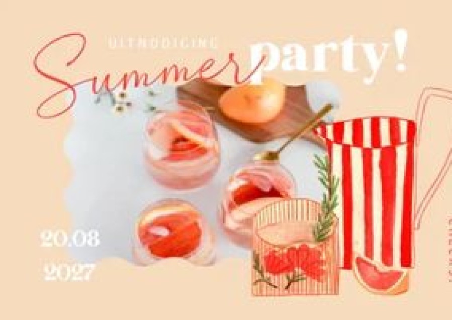 Uitnodigingen | Kaarten Kaartje2go Hippe Uitnodiging Summer Party Cocktails Fruit Illustratie