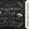 Uitnodigingen | Kaarten Kaartje2go Halloweenfeest Uitnodiging Ticket Skelethand Goud