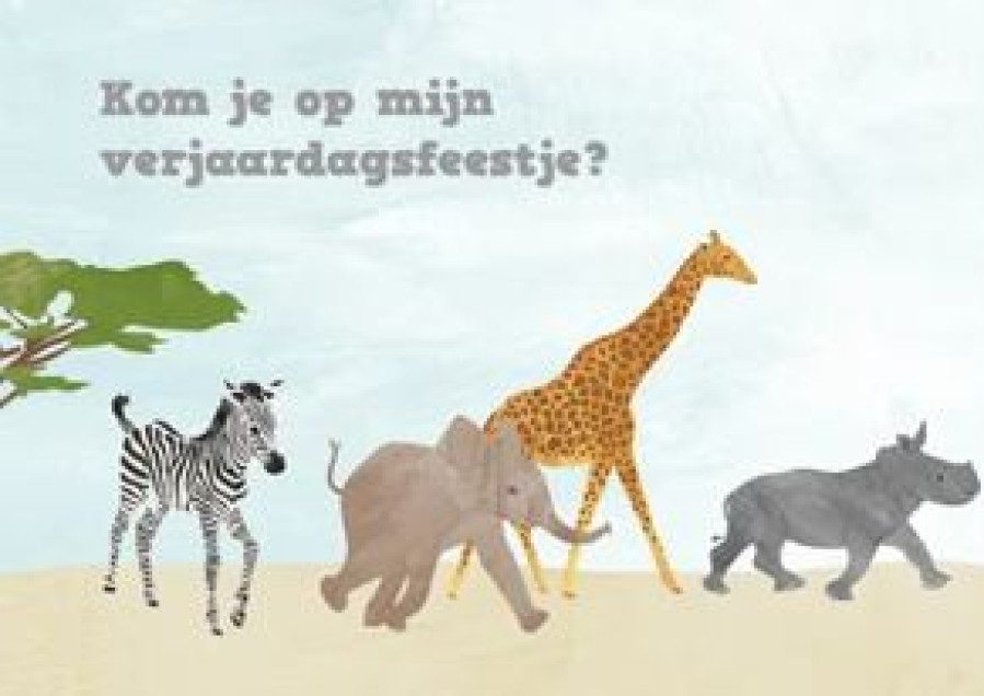 Kinderfeestjes | Kaarten Kaartje2go Feestje Dieren Uit Afrika