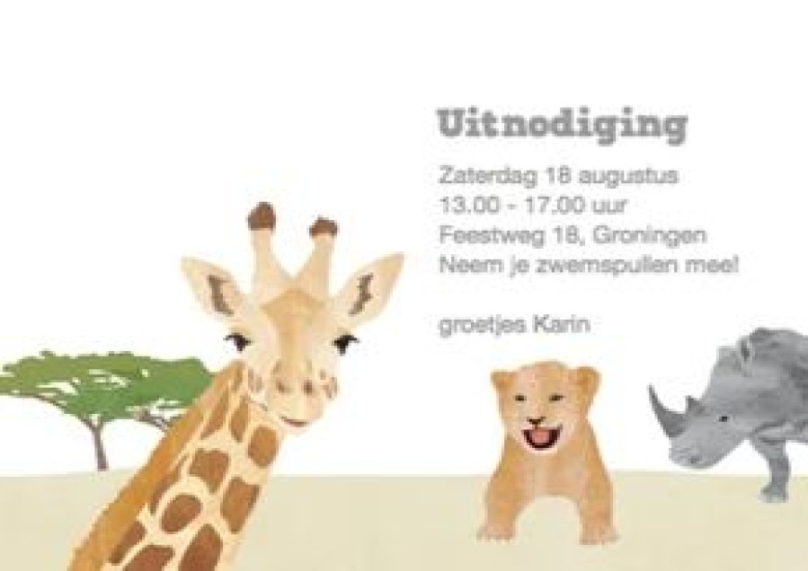 Kinderfeestjes | Kaarten Kaartje2go Feestje Dieren Uit Afrika