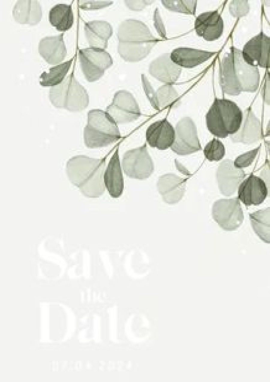 Communiekaarten | Kaarten Kaartje2go Communiefeest Save The Date Eucalyptus Goud Stijlvol Hartjes