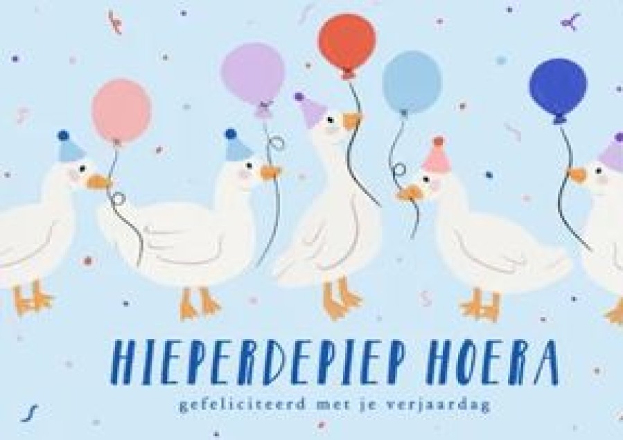 Verjaardagskaarten | Kaarten Kaartje2go Vrolijke Verjaardagskaart Met Eendjes En Ballonnen Blauw