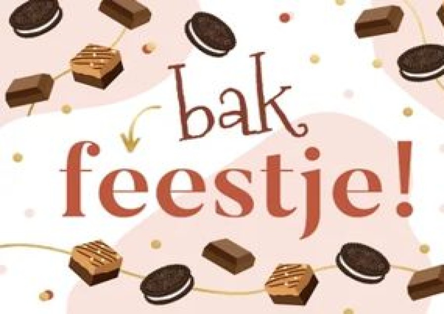 Kinderfeestjes | Kaarten Kaartje2go Uitnodiging Bakfeestje Brownies Chocolade En Confetti