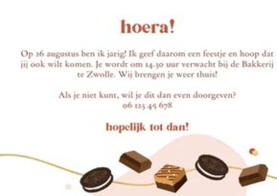 Kinderfeestjes | Kaarten Kaartje2go Uitnodiging Bakfeestje Brownies Chocolade En Confetti