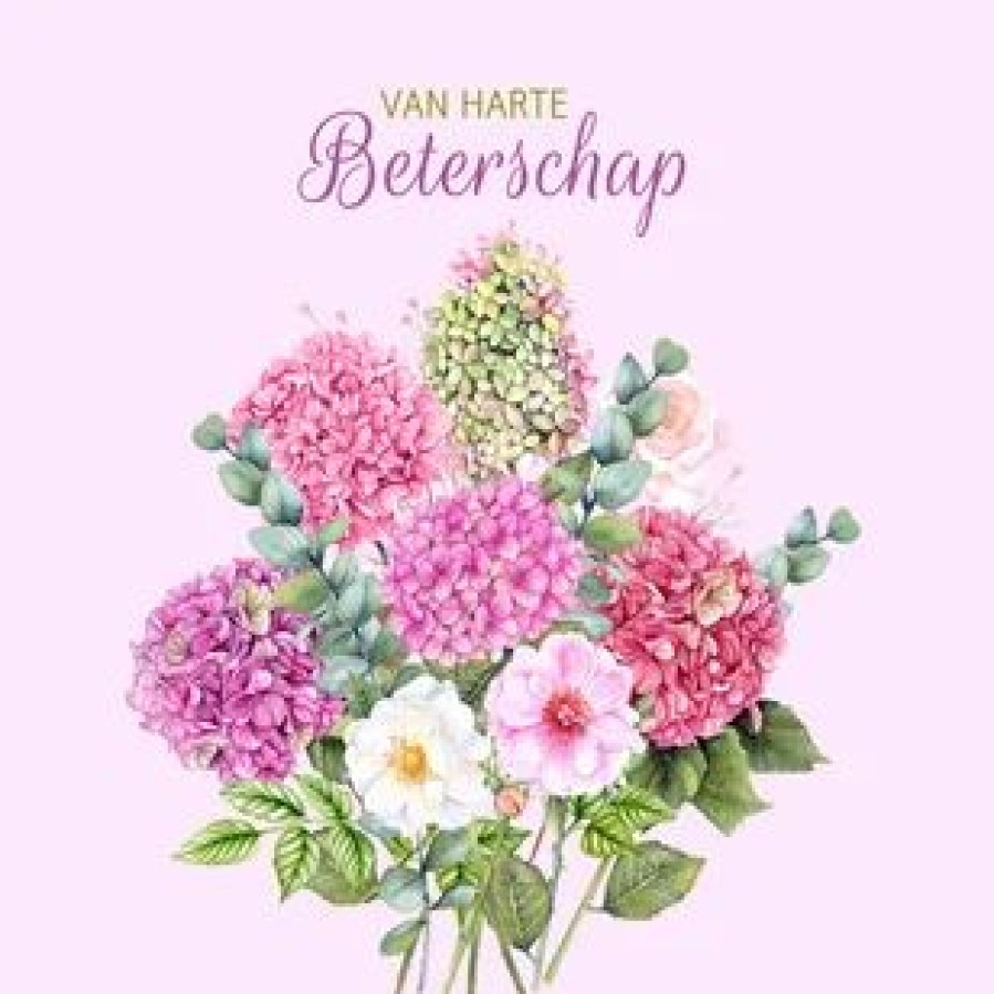 Beterschapskaarten | Kaarten Kaartje2go Beterschap Boeket Hortensia