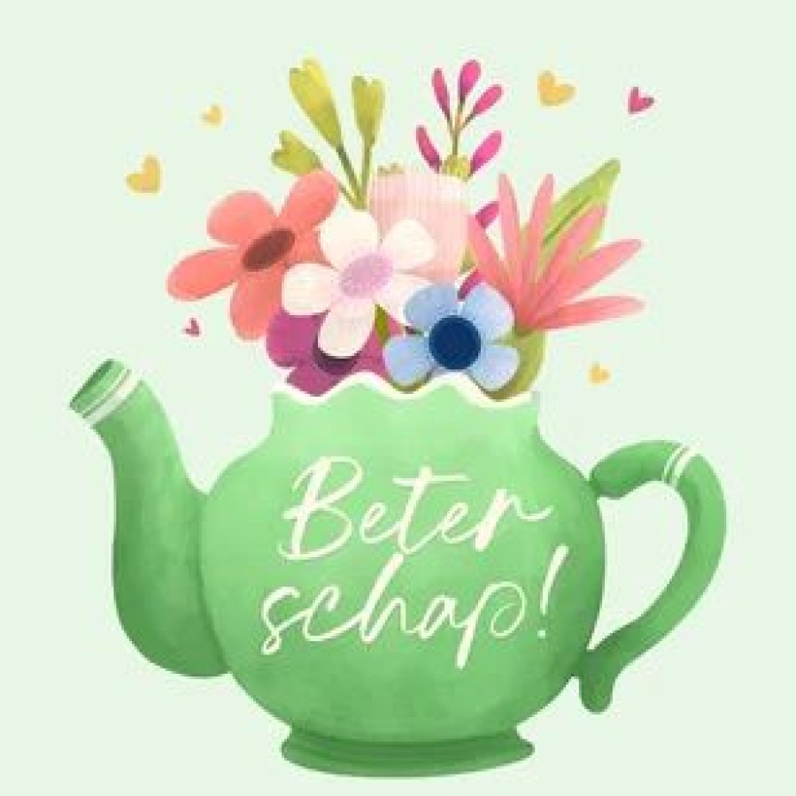 Beterschapskaarten | Kaarten Kaartje2go Beterschapskaart Theepot Bos Bloemen Beterschap