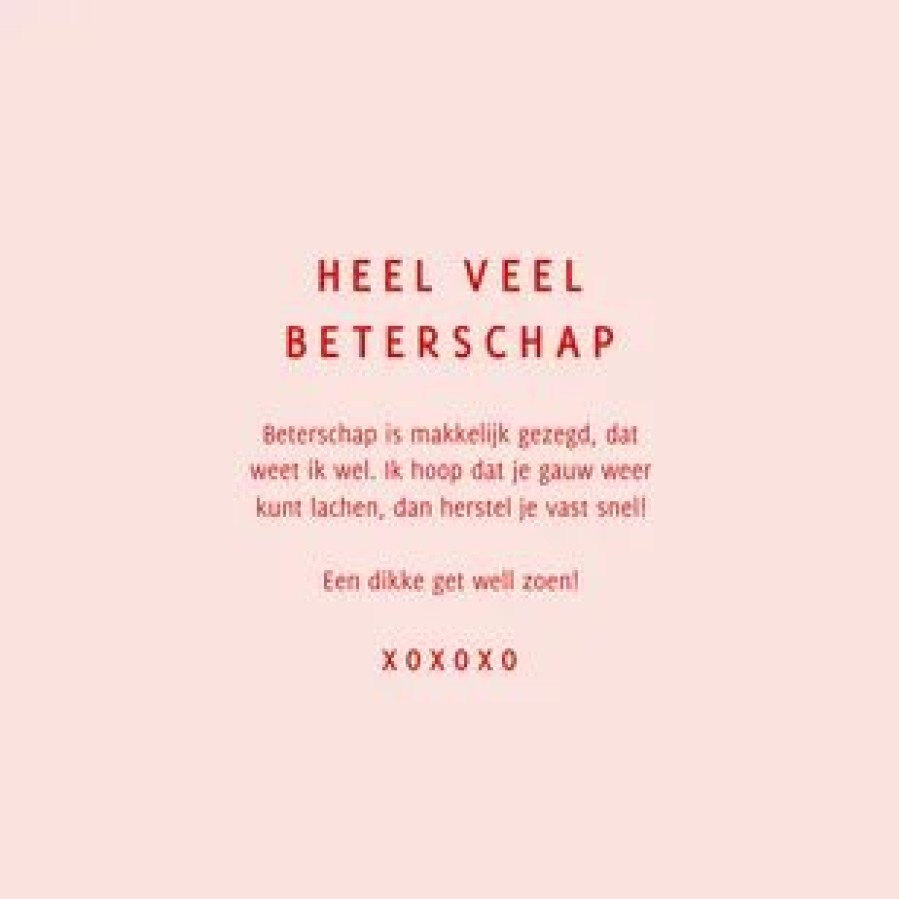 Beterschapskaarten | Kaarten Kaartje2go Grappige Roze Beterschapskaart Get Well Zoen