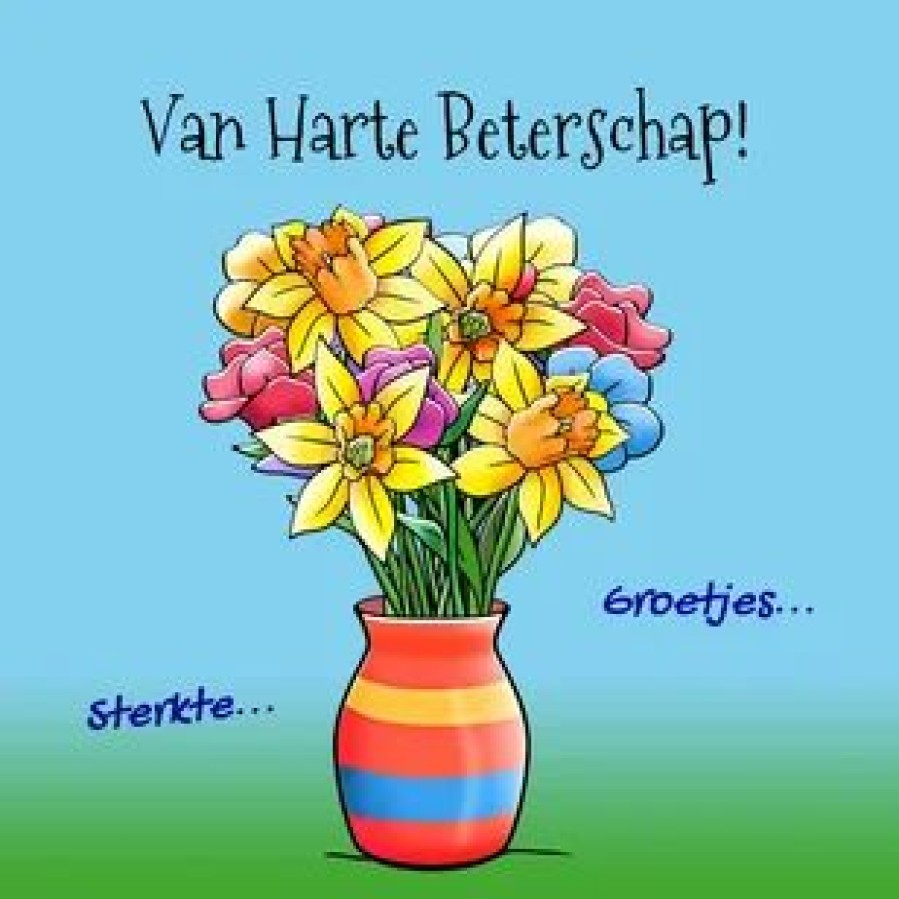 Beterschapskaarten | Kaarten Kaartje2go Leuke Beterschapskaart Opkikkertje Met Lentebloemen