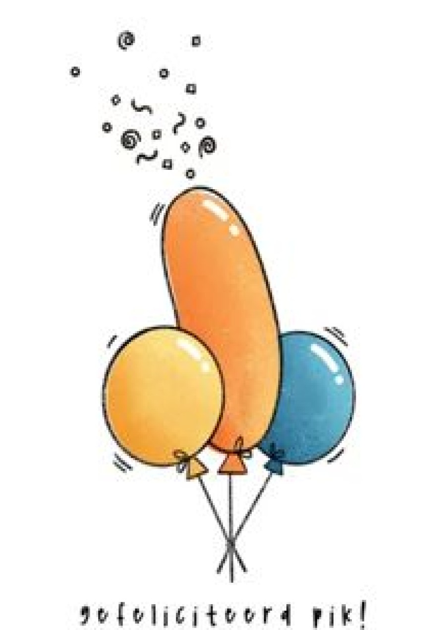 Verjaardagskaarten | Kaarten Kaartje2go Grappige Verjaardagskaart Gefeliciteerd Pik! Met Ballonnen