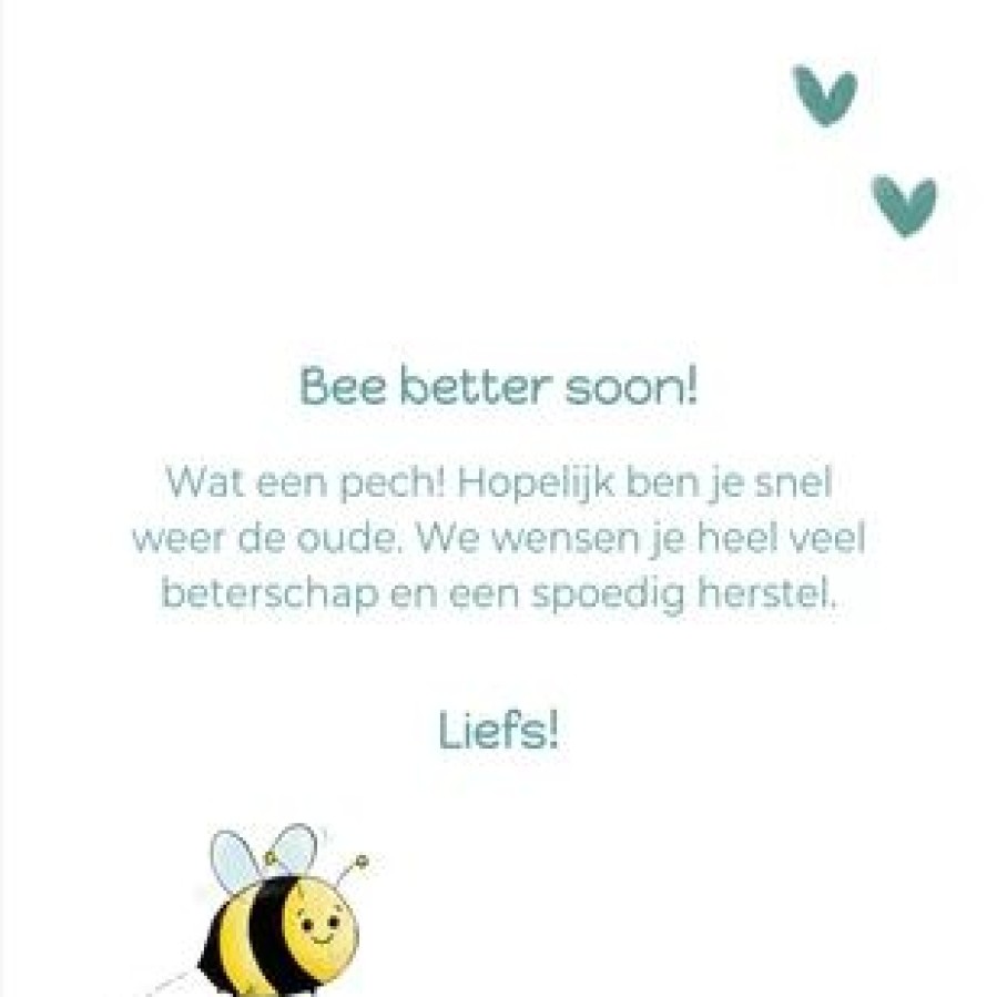 Beterschapskaarten | Kaarten Kaartje2go Beterschapskaart Met Schattig Bijtje Bee Better Soon