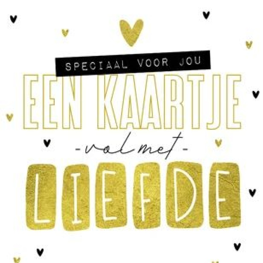 Beterschapskaarten | Kaarten Kaartje2go Beterschapskaart Hip Vol Met Liefde Vriendschap Goud