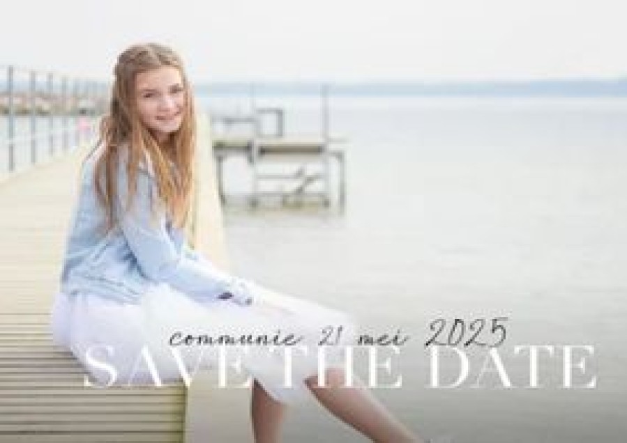 Communiekaarten | Kaarten Kaartje2go Communie Save The Date Kaart Met Grote Foto En Witte Tekst