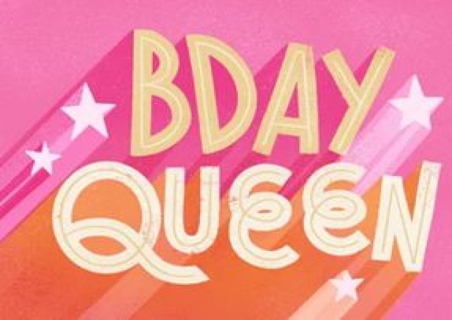 Verjaardagskaarten | Kaarten Kaartje2go Moderne Verjaardagskaart Bday Queen Typografie En Sterren