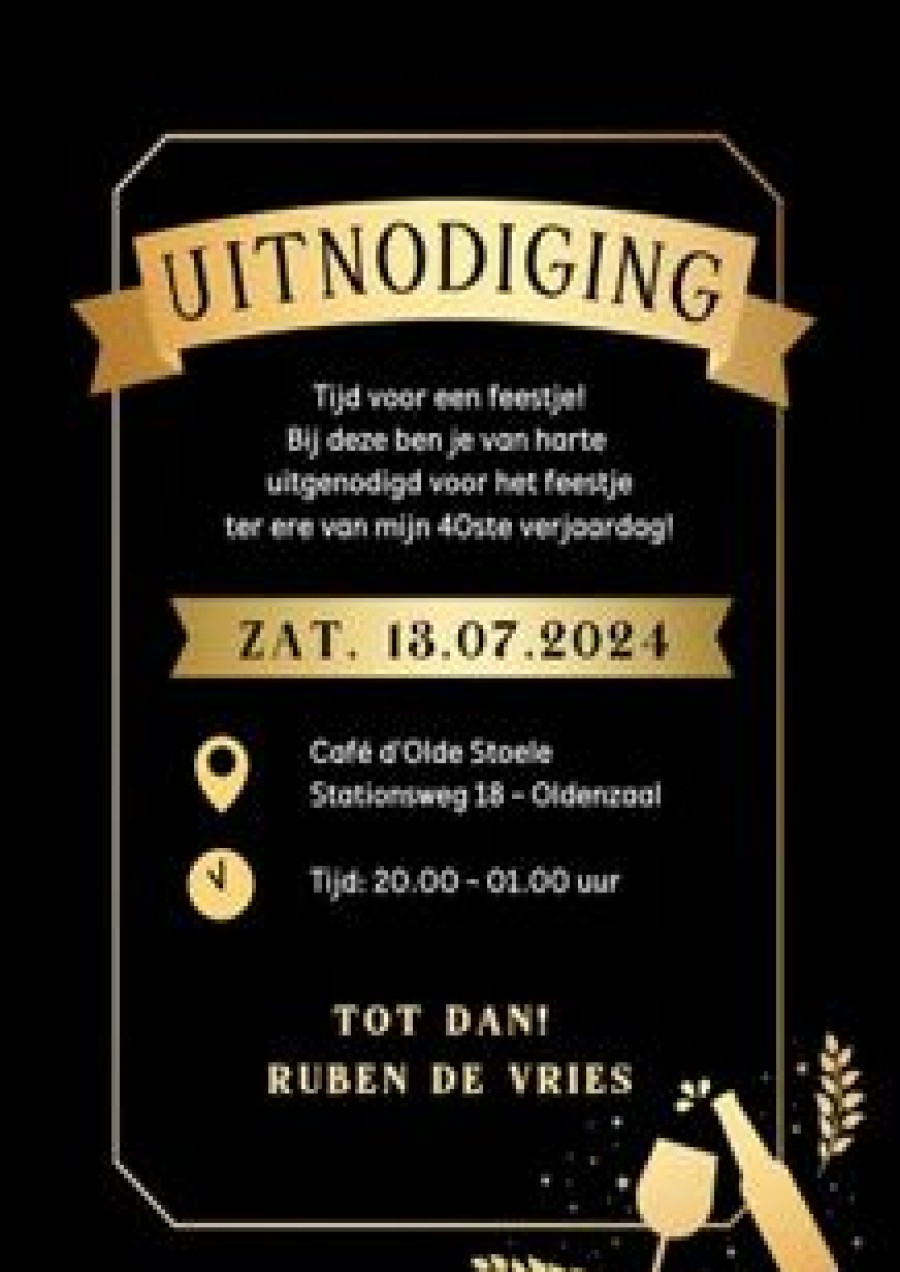 Uitnodigingen | Kaarten Kaartje2go Verjaardagsfeest Uitnodiging Met Bier En Wijn In Goudlook