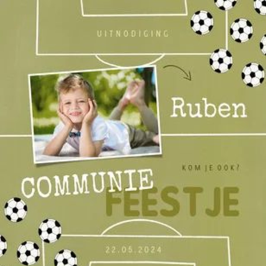 Communiekaarten | Kaarten Kaartje2go Uitnodiging Communie Voetbal En Foto