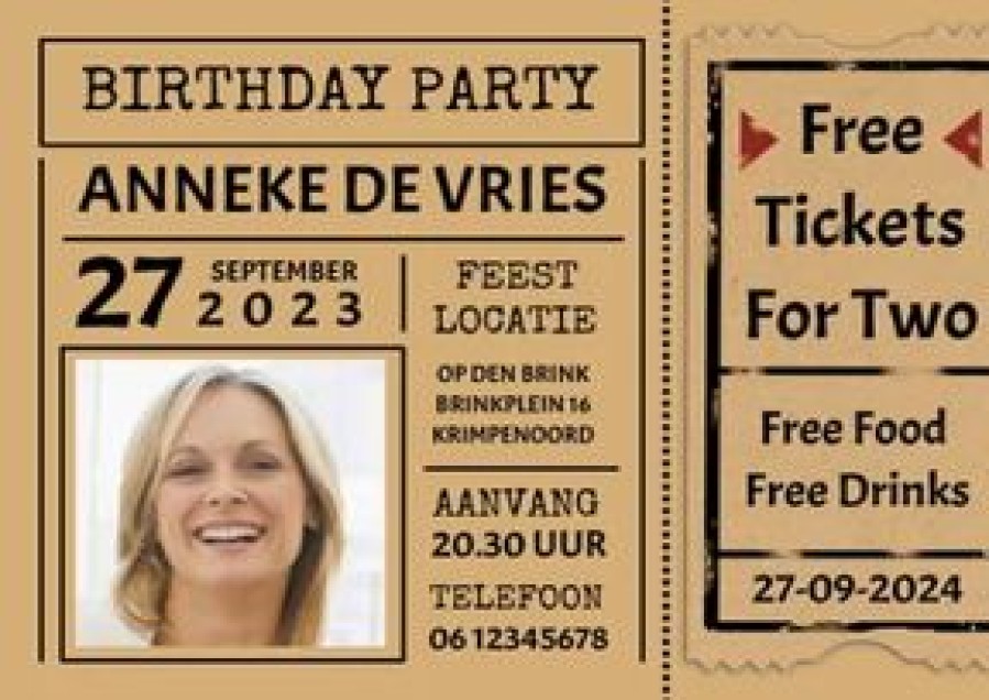 Uitnodigingen | Kaarten Kaartje2go Leuke Uitnodiging "Free Tickets For Two" Voor Een Vrouw