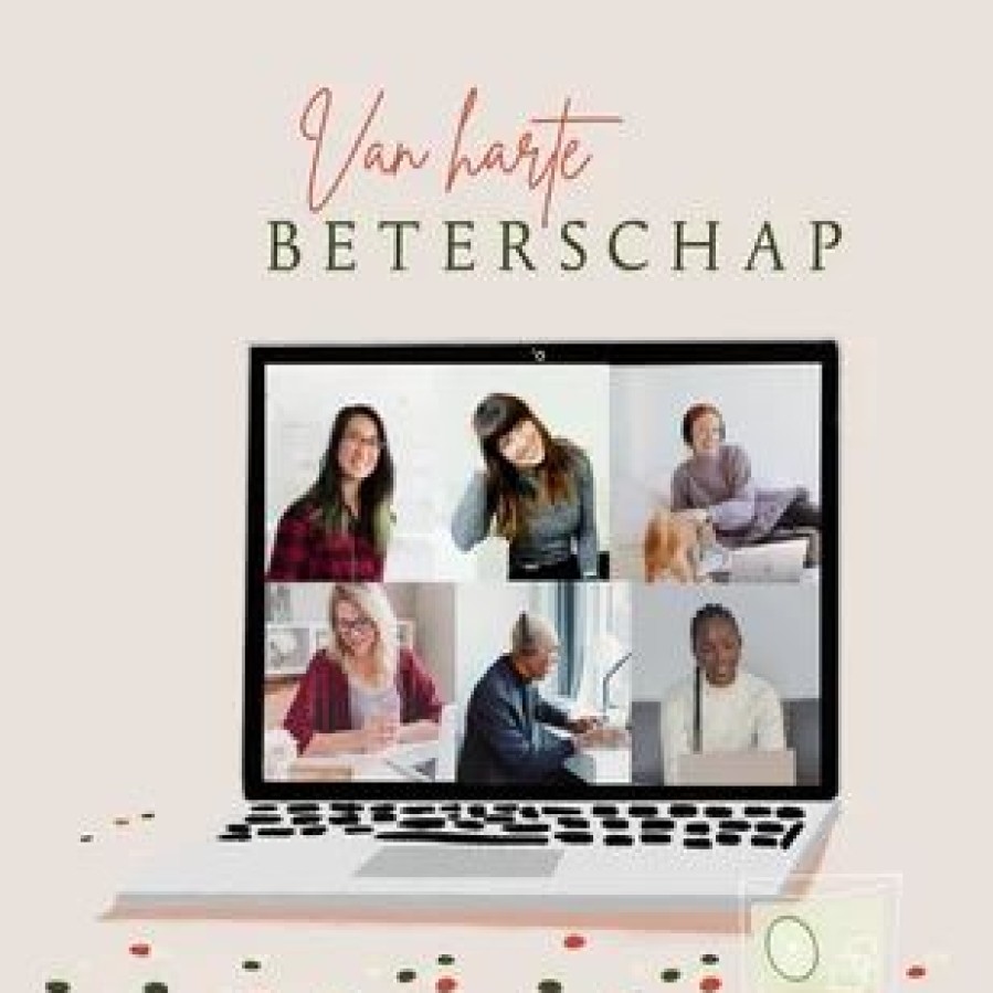 Beterschapskaarten | Kaarten Kaartje2go Beterschapskaart Op Afstand Met Laptop