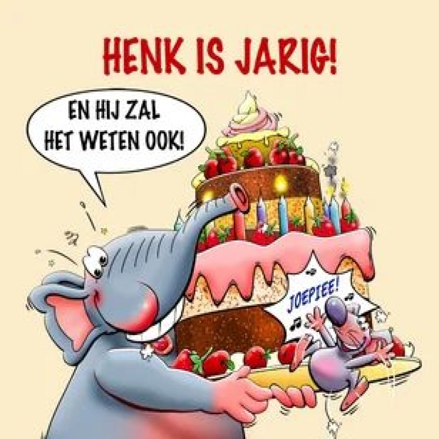 Verjaardagskaarten | Kaarten Kaartje2go Grappige Verjaardagskaart Met Een Olifant En Grote Taart