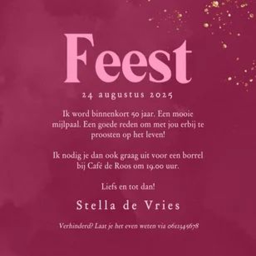 Uitnodigingen | Kaarten Kaartje2go Vrolijke Roze Uitnodiging Met Glitters Met Foto Feest