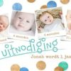 Kinderfeestjes | Kaarten Kaartje2go Uitnodiging 1E Verjaardag Confetti Blauw & Fotocollage