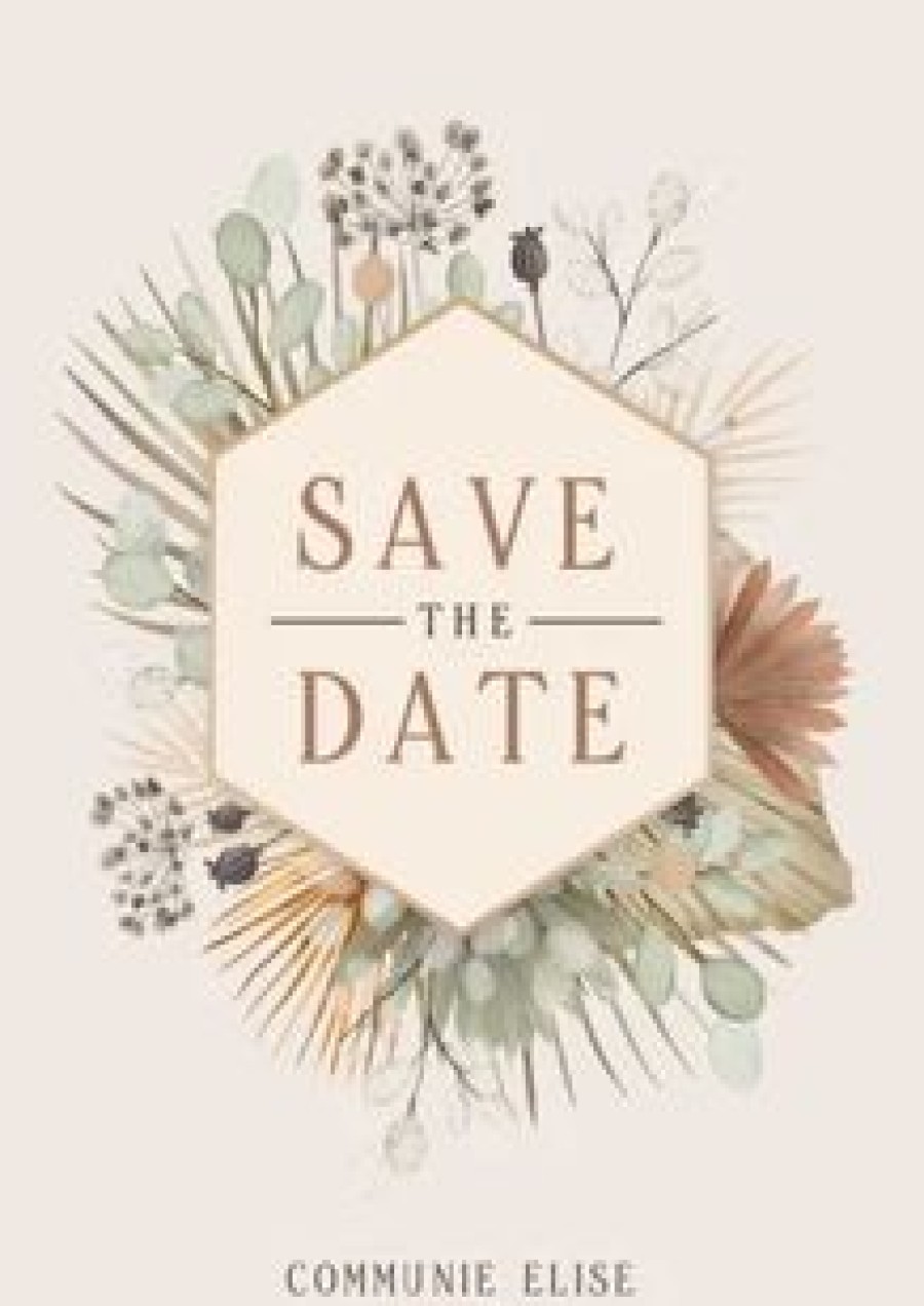 Communiekaarten | Kaarten Kaartje2go Communie Save The Date Kaart Met Droogbloemen Illustratie