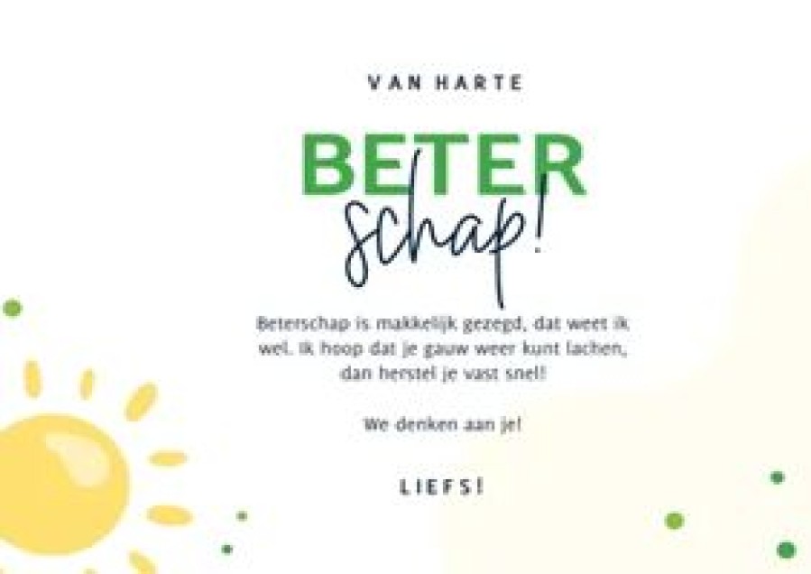 Beterschapskaarten | Kaarten Kaartje2go Vrolijke Beterschapskaart Met Zonnetjes