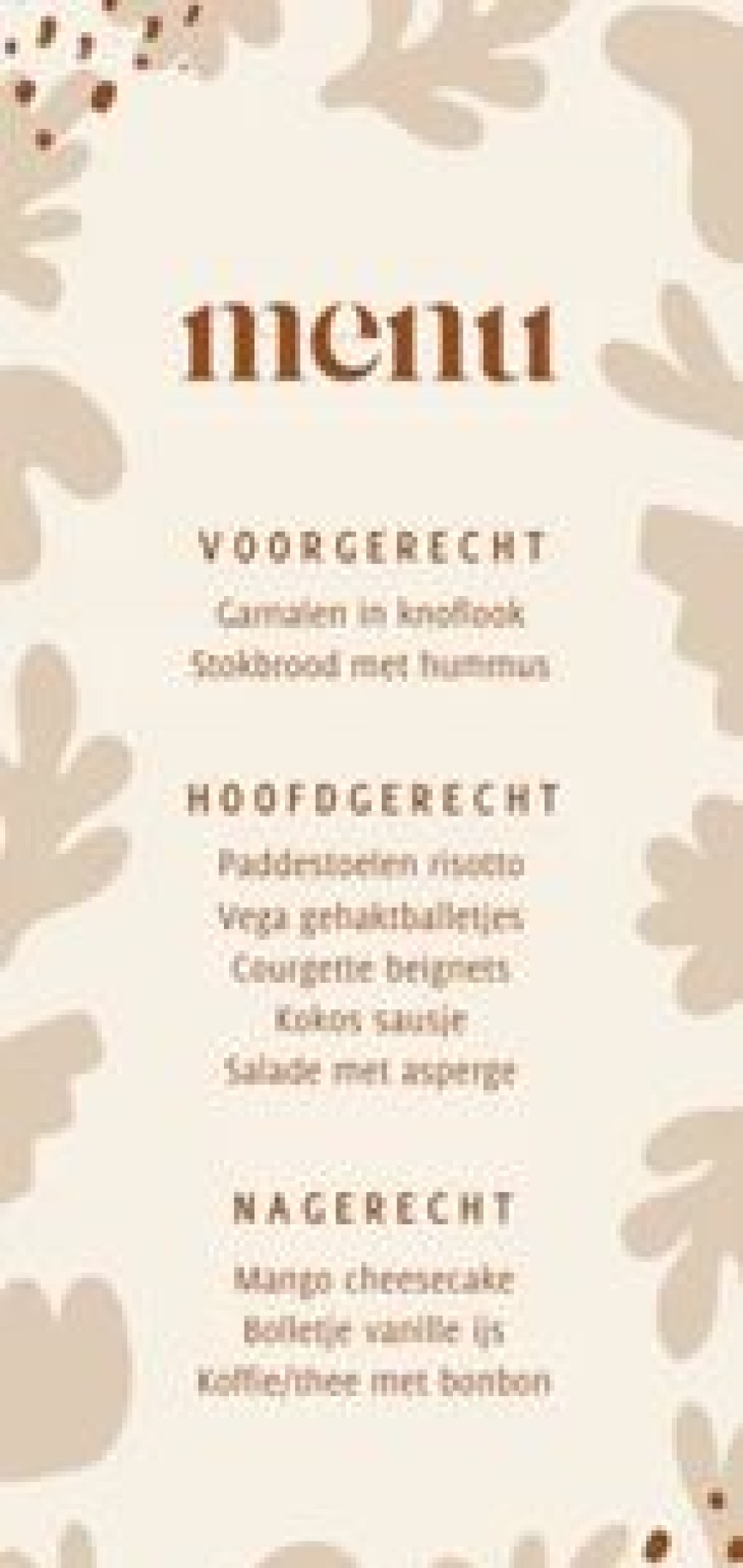 Communiekaarten | Kaarten Kaartje2go Beige Menukaart Voor Communie Met Abstracte Vormen En Foto