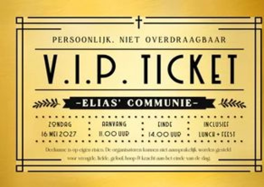 Communiekaarten | Kaarten Kaartje2go V.I.P. Ticket Uitnodiging Origineel Voor De Eerste Communie