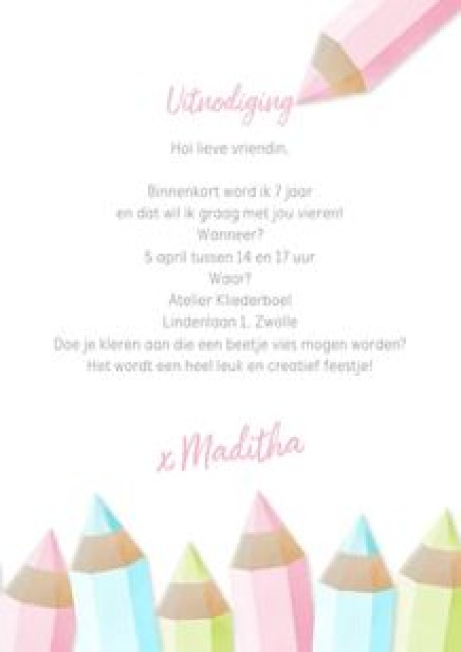 Kinderfeestjes | Kaarten Kaartje2go Uitnodigingskaart Kinderfeestje Tekenen & Creatief