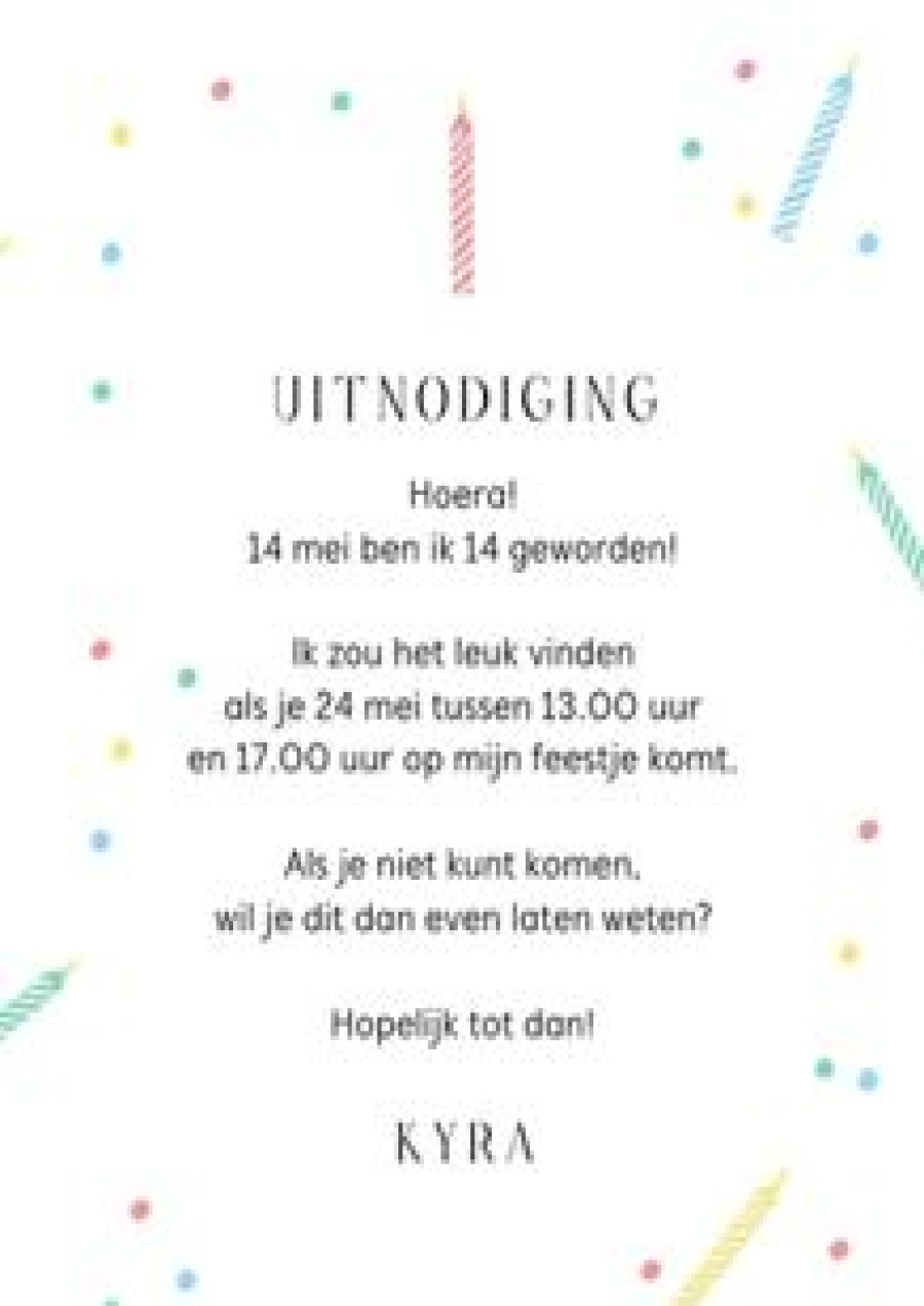 Kinderfeestjes | Kaarten Kaartje2go Uitnodigingskaart Kinderfeestje Kaarsjes Foto Confetti