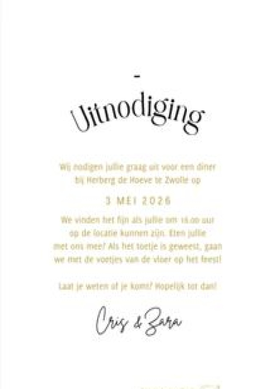 Uitnodigingen | Kaarten Kaartje2go Hippe Uitnodiging Diner Goud Foto Doodles En Krijtbord