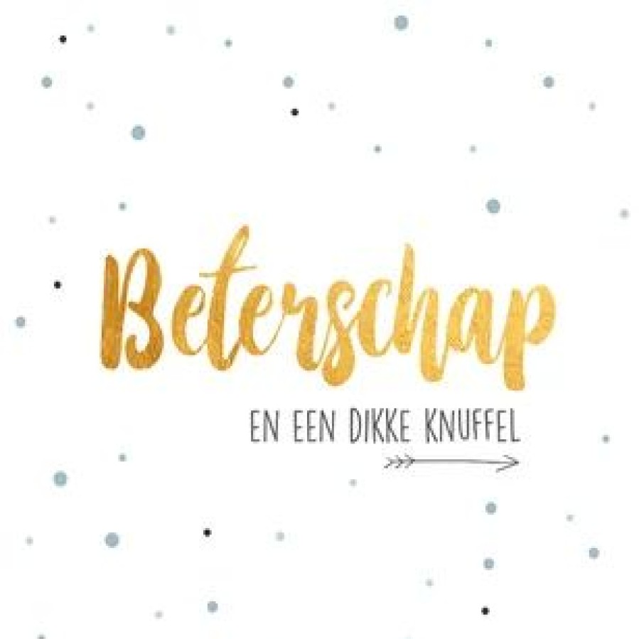 Beterschapskaarten | Kaarten Kaartje2go Beterschap En Een Dikke Knuffel-Gold