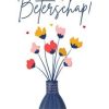 Beterschapskaarten | Kaarten Kaartje2go Beterschapskaart Met Kleurrijke Bloemen In Stijlvol Vaasje